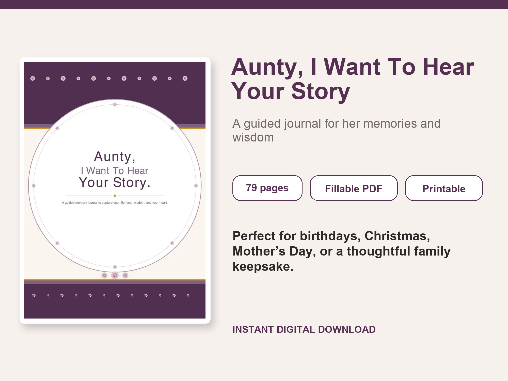 Aunty I Want To Hear Your Story – Fillable Printable PDF
