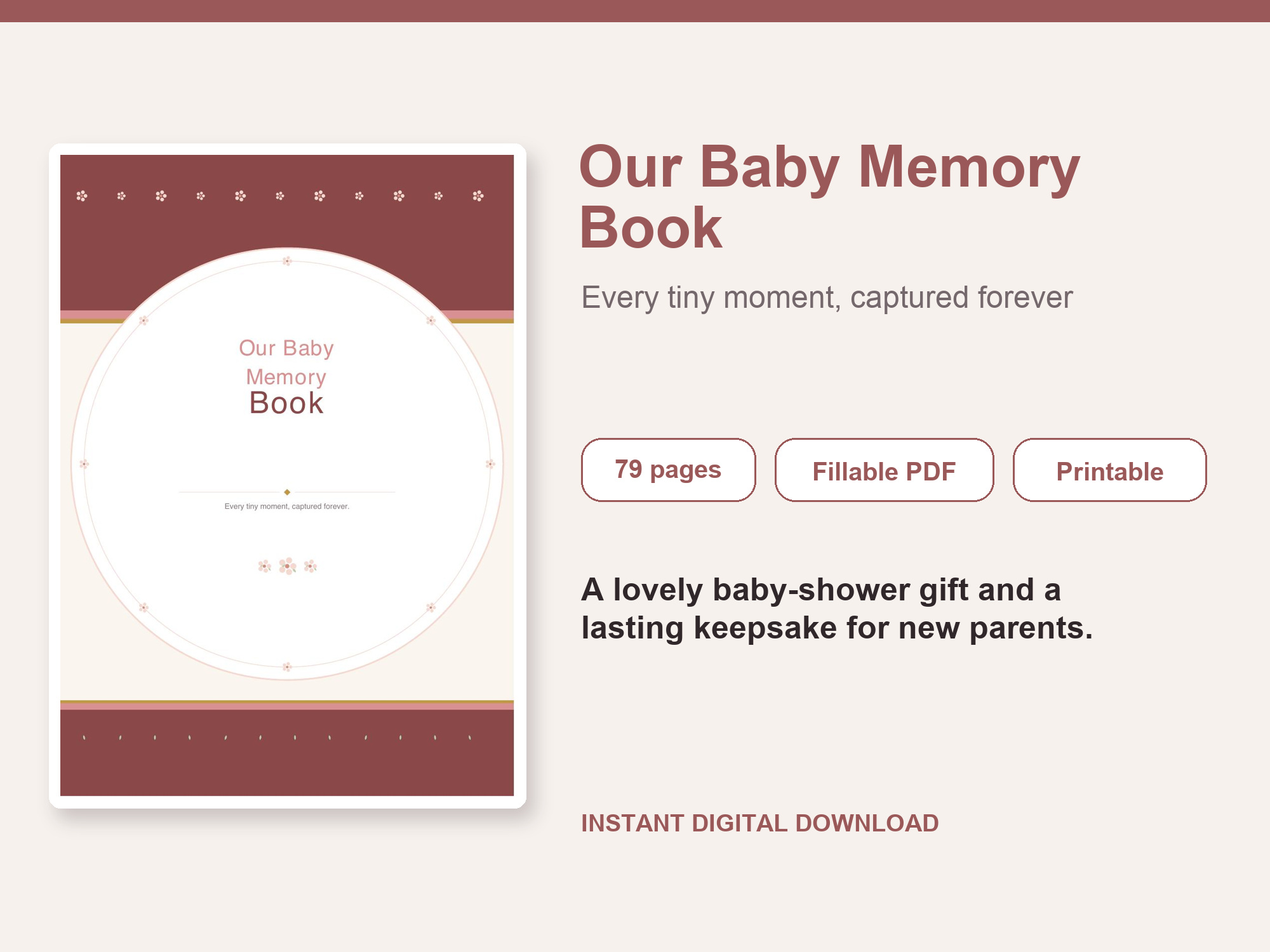 Baby Memory Book – Fillable Printable PDF cover image
