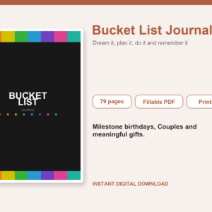 Bucket List Journal – Fillable Printable PDF cover image