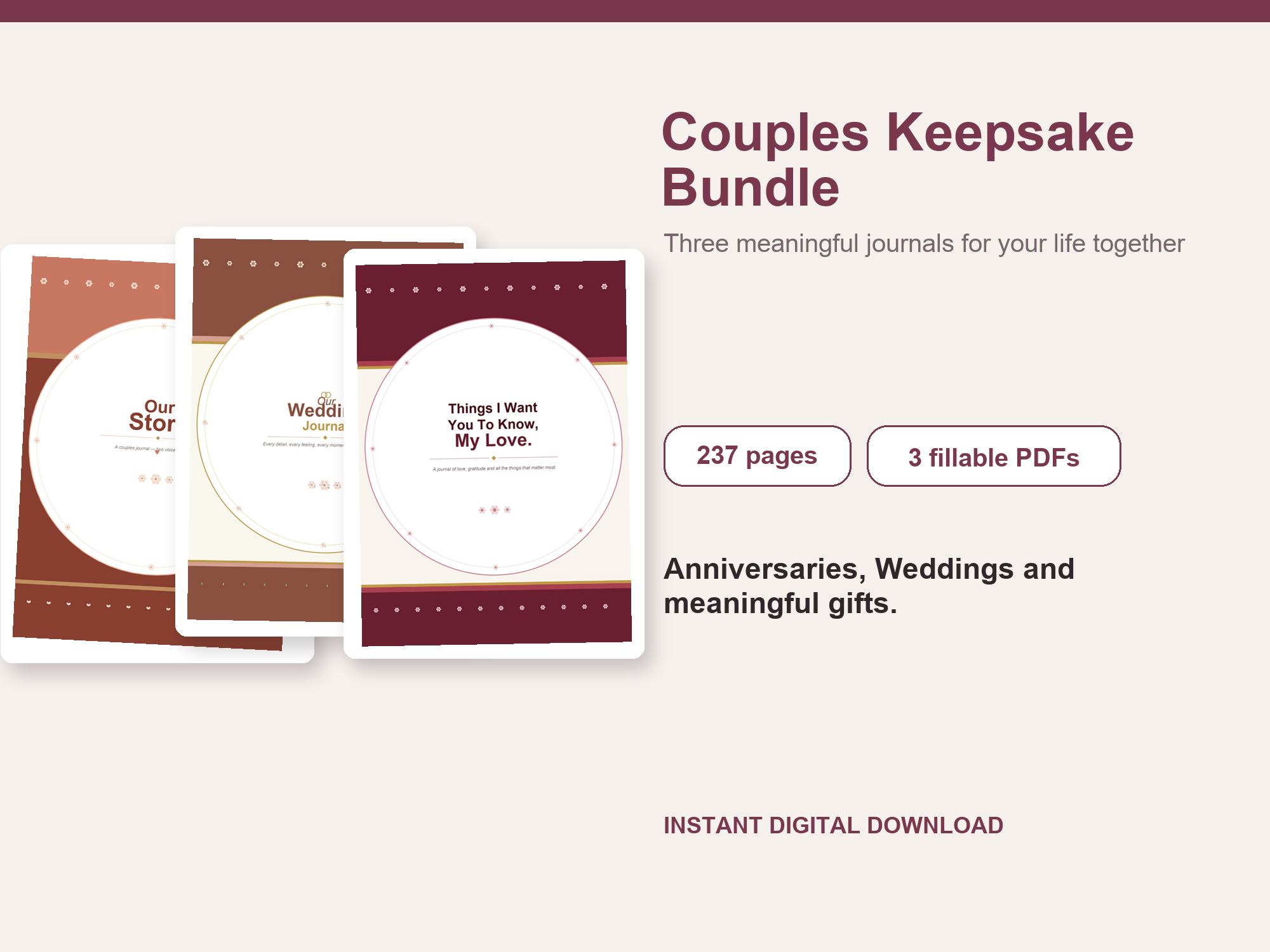 Couples Keepsake Bundle – Fillable Printable PDF Bundle cover image