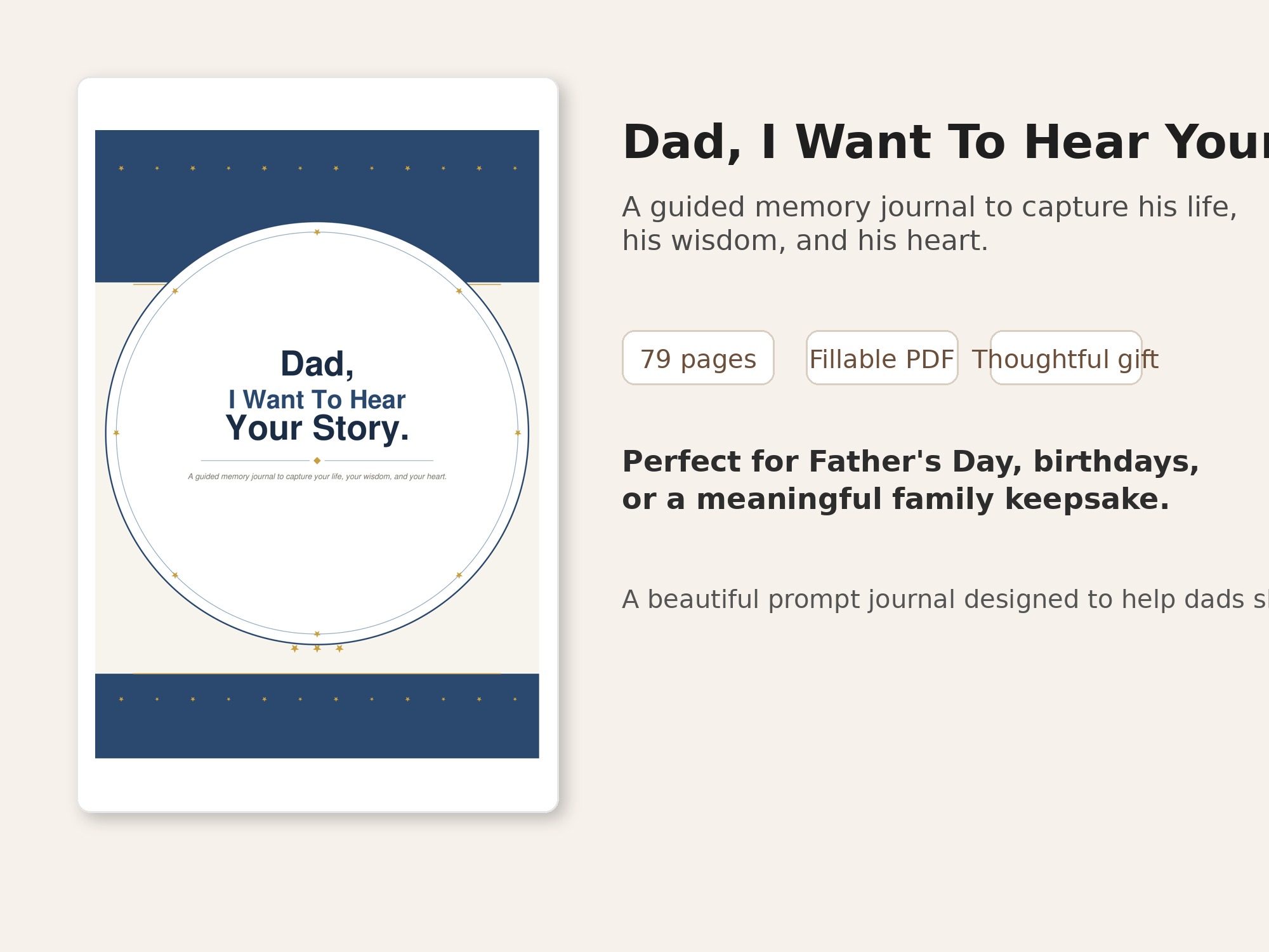 Dad I Want To Hear Your Story – Fillable Printable PDF cover image