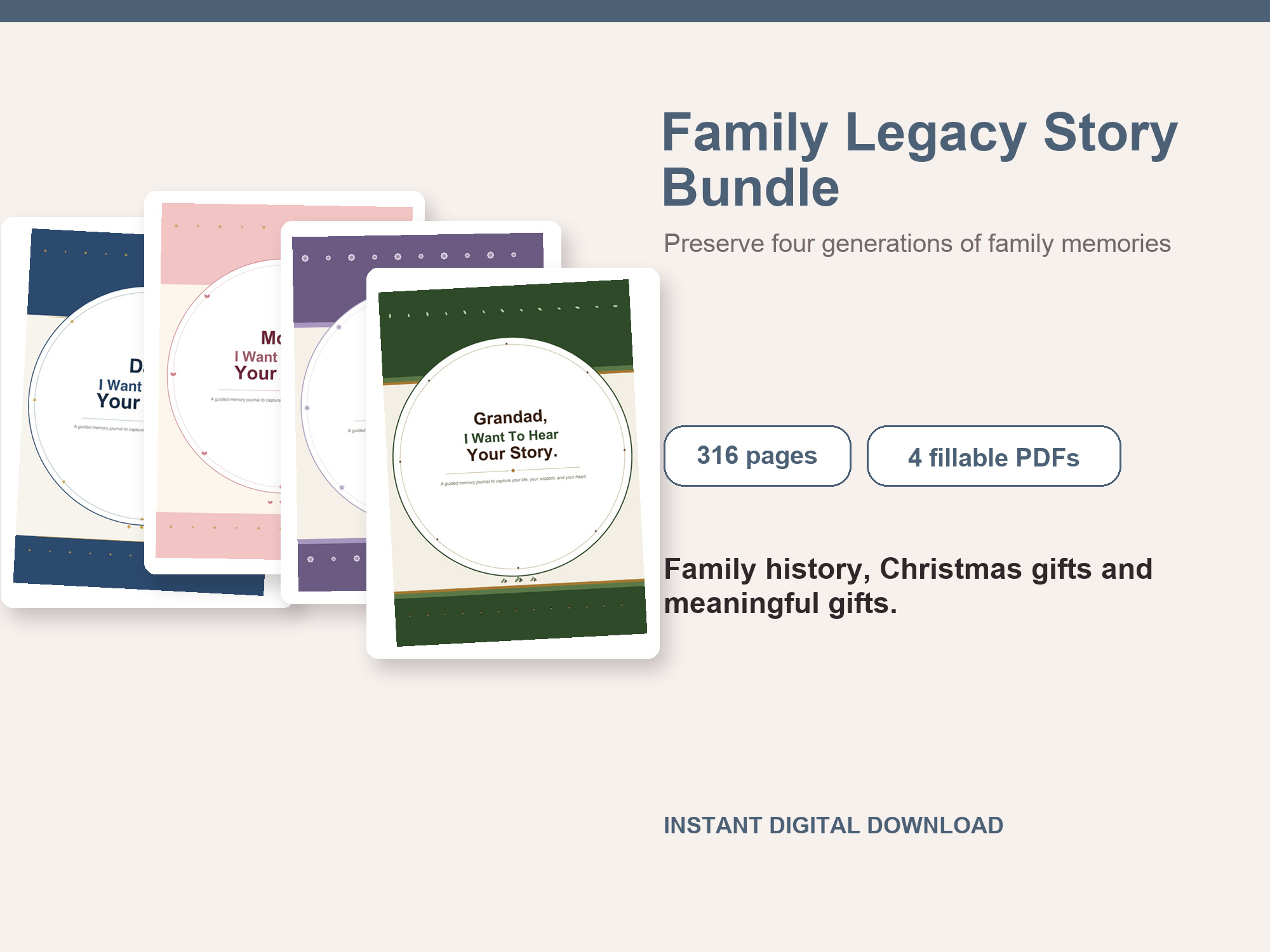 Family Legacy Story Bundle – Fillable Printable PDF Bundle cover image