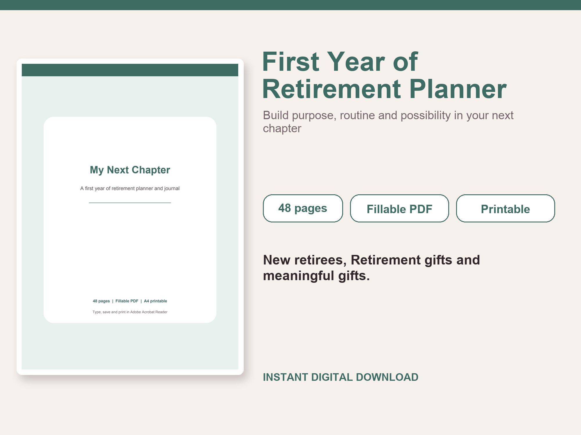 First Year of Retirement Planner – Fillable Printable PDF cover image