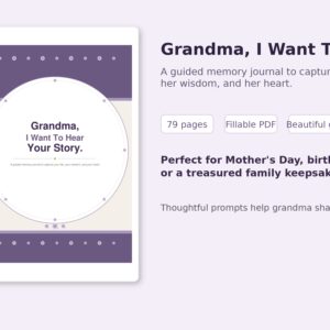 Grandma I Want To Hear Your Story – Fillable Printable PDF cover image
