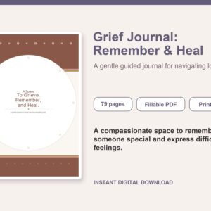 Grief Journal – Fillable Printable PDF cover image