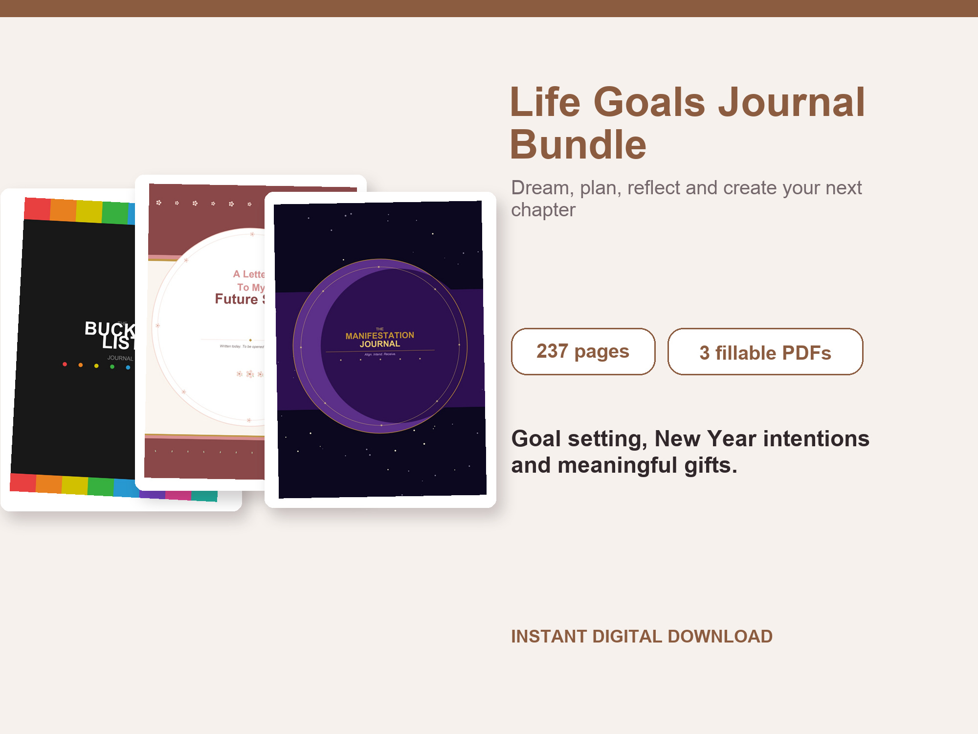 Life Goals Journal Bundle – Fillable Printable PDF Bundle cover image