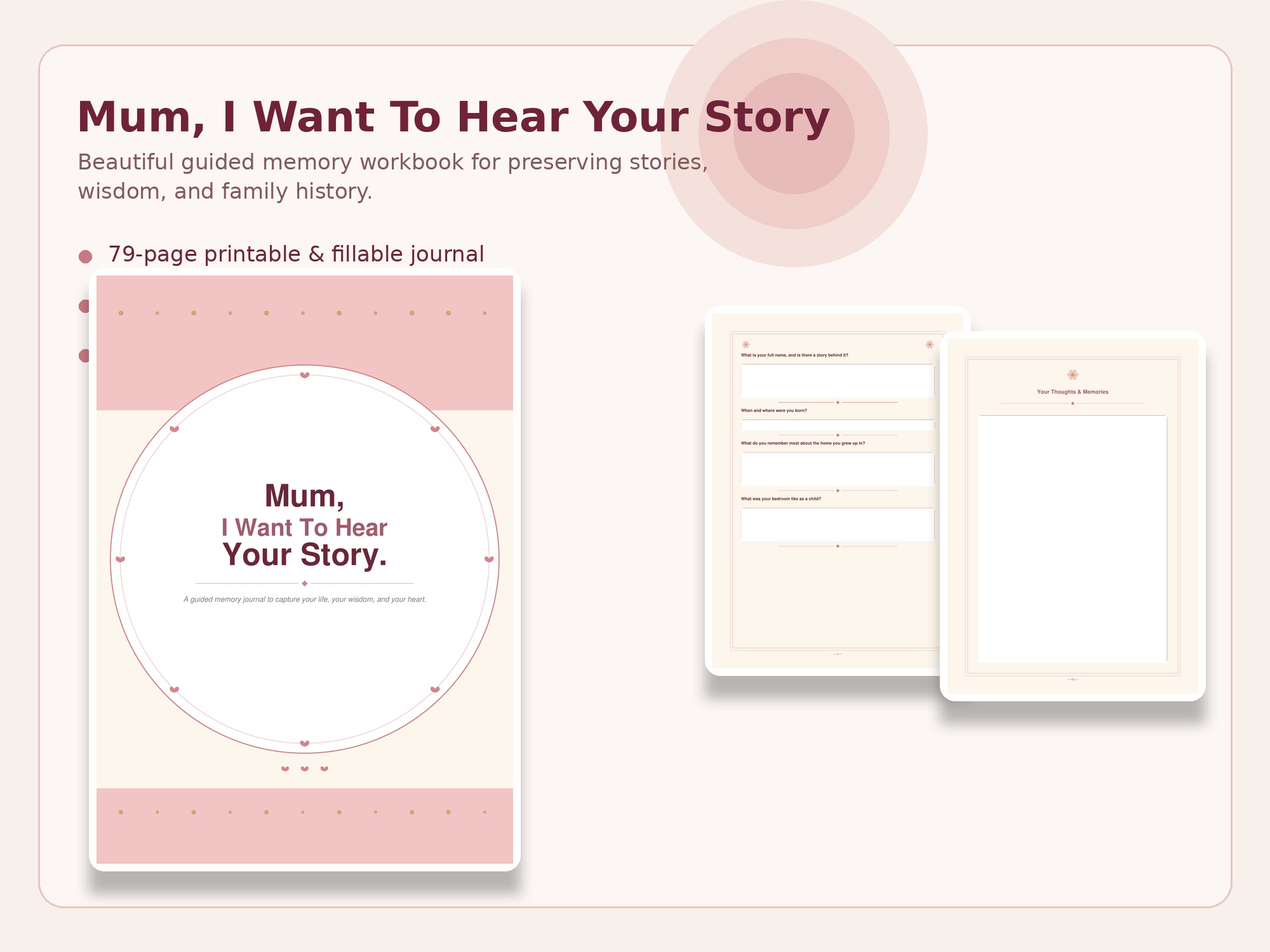 Mum I Want To Hear Your Story – Fillable Printable PDF cover image