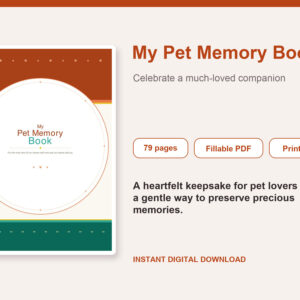 Pet Memory Book – Fillable Printable PDF cover image