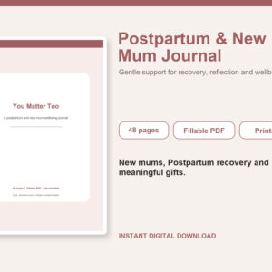 Postpartum & New Mum Journal – Fillable Printable PDF cover image