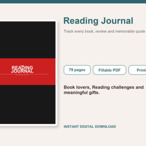 Reading Journal fillable PDF cover