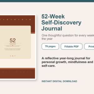 52 Week Self Discovery Journal – Fillable Printable PDF cover image