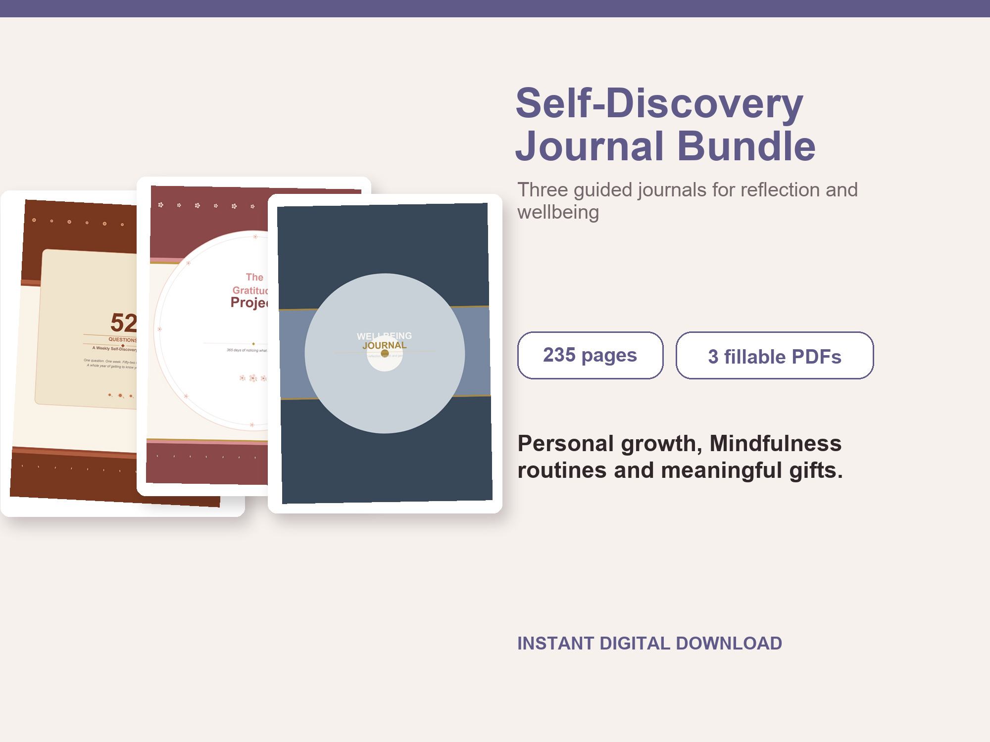 Self-Discovery Journal Bundle – Fillable Printable PDF Bundle cover image