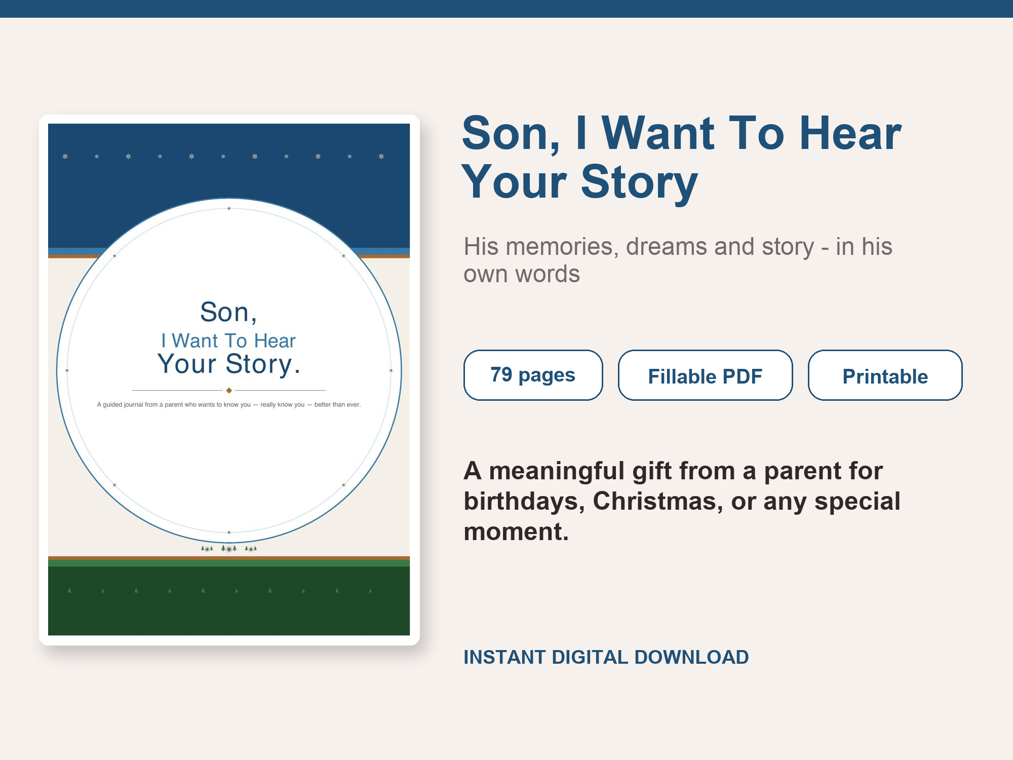 Son I Want To Hear Your Story – Fillable Printable PDF cover image