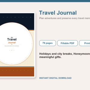 Travel Journal – Fillable Printable PDF cover image
