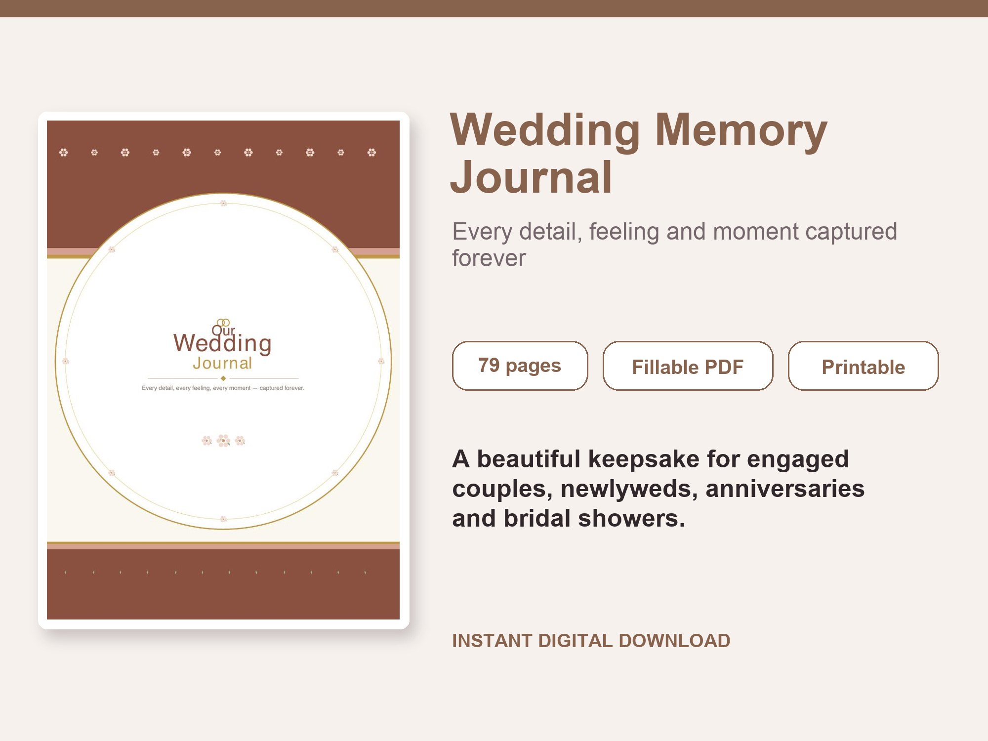 Wedding Journal – Fillable Printable PDF cover image